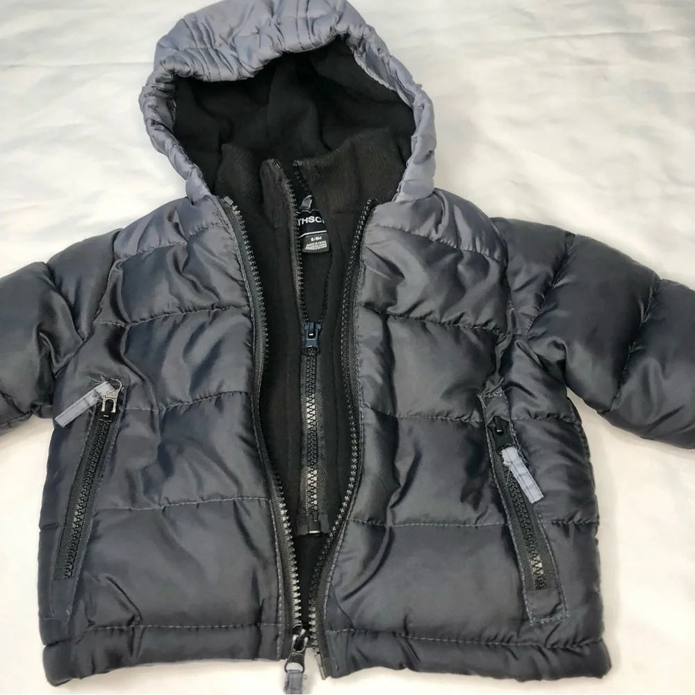Rothschild Boys Black Gray Hooded Zip Jacket Size 6/9 Months - Picture 2 of 5